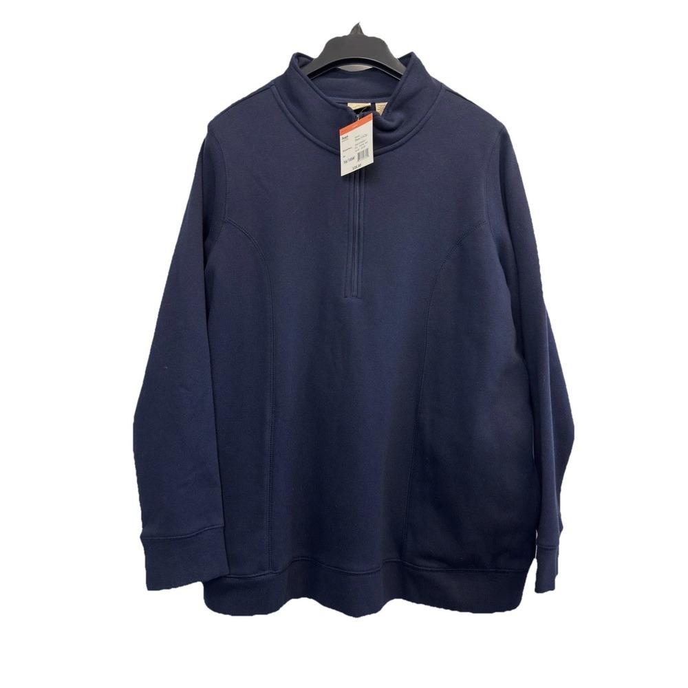 NWT‎ Covington Women's Size 16/18W 1/4 Zip Mockneck Sweatshirt Navy Blue Pockets